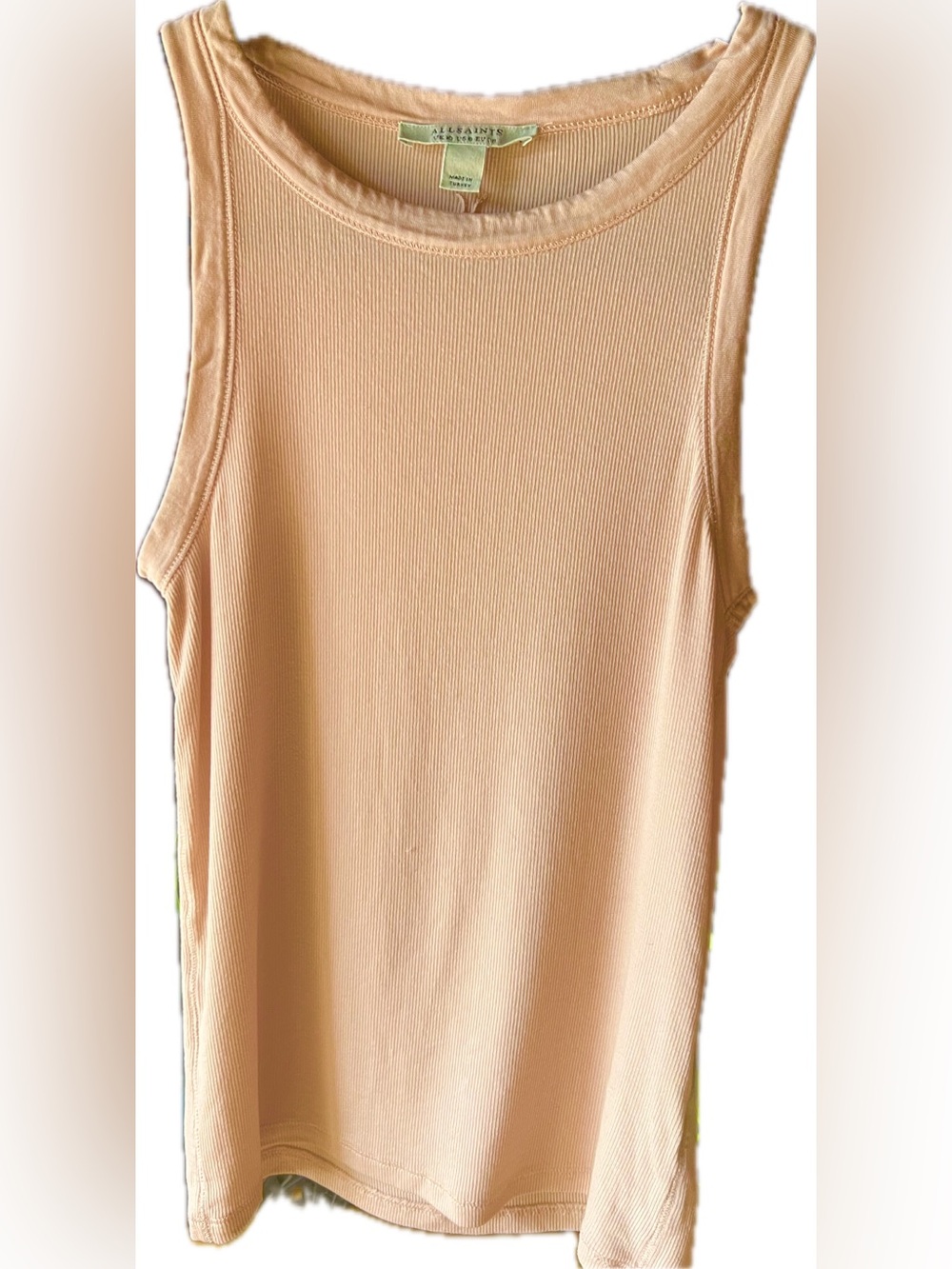 Pre Loved AllSaints baby pink Ribbed Tank Top 6 equivalent to a XS/S